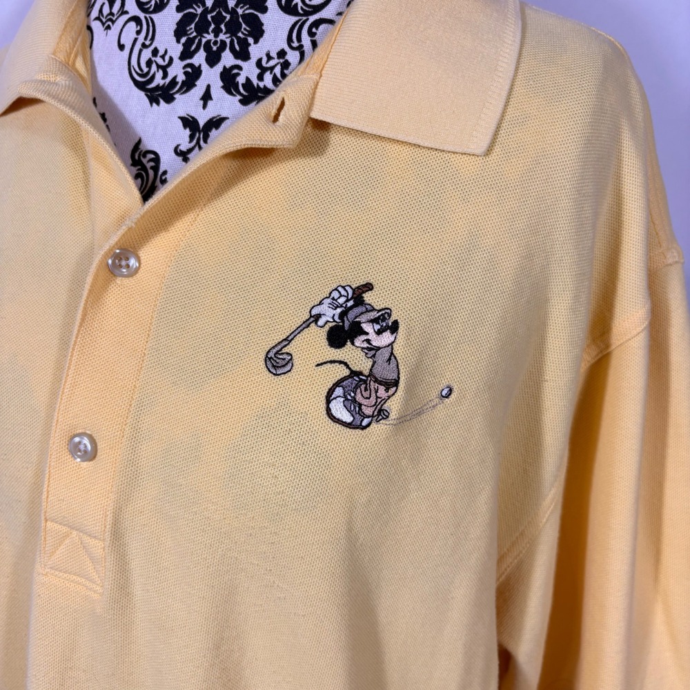 Greg Norman Mickey Mouse Golf Polo Shirt Mens XL Yellow Play Dry Pique Disney - Picture 4 of 15